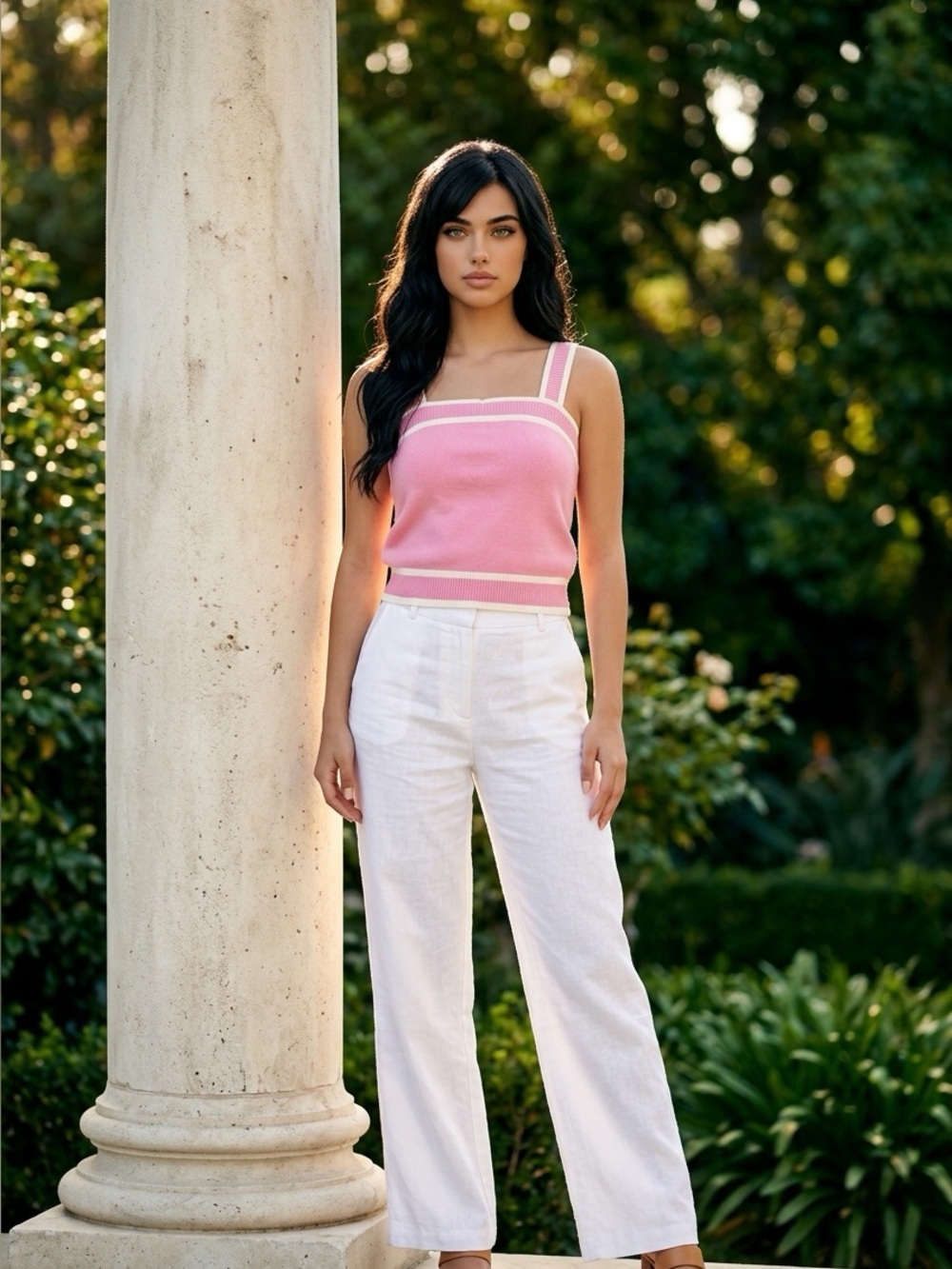 NWT Dokotoo Pink Square Neck Colorblock Knit Crop Tank Top Size XL